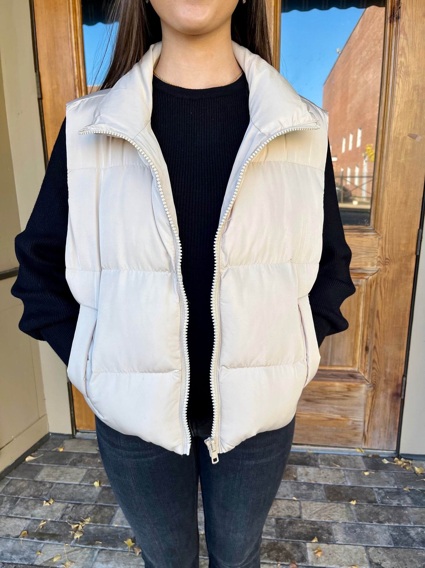 The Carlos Luxe Puffer Vest- Sand