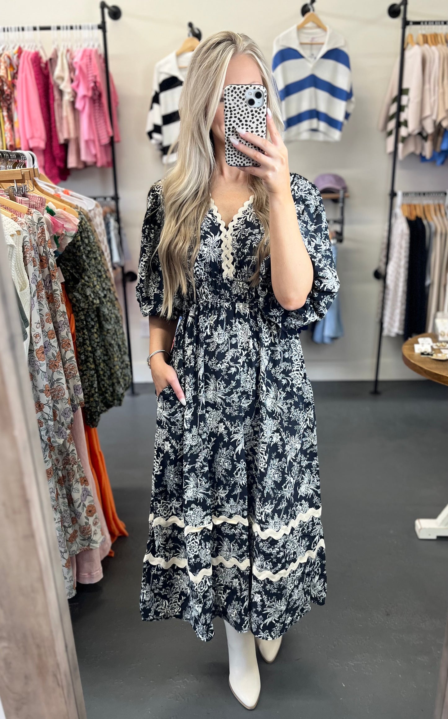 Bubble Sleeve Midi Dress