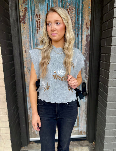 Bound in Bloom Top- Grey