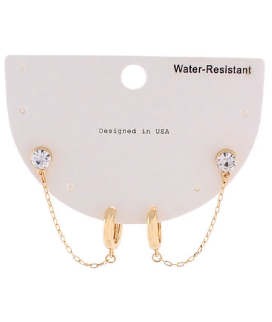 Crystal & Hoop Chain Earrings