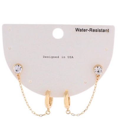 Crystal & Hoop Chain Earrings