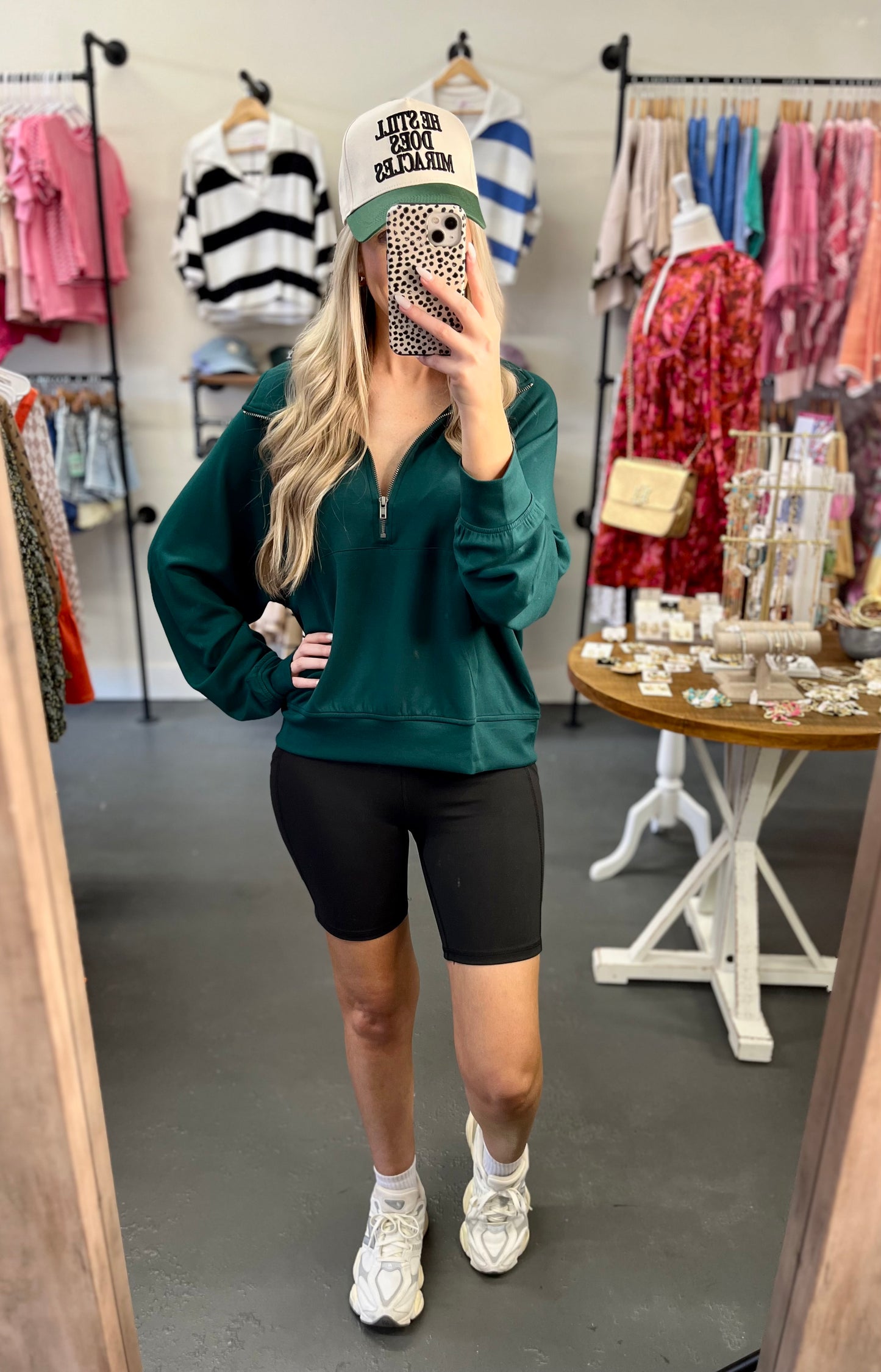 Half Zip Scuba- Dark Green