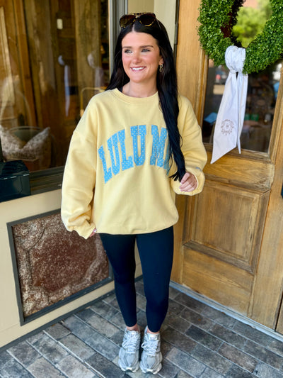 LuLu Mac Sweatshirt- Butter/Light Blue Polka Dots