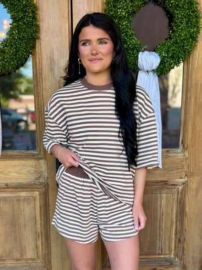 Lena Stripe Set- Brown