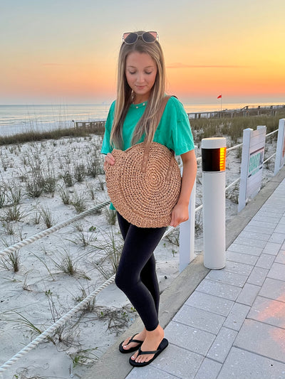 Pineapple Lily Round Straw Bag