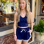 Lace Trim Shorts- Navy