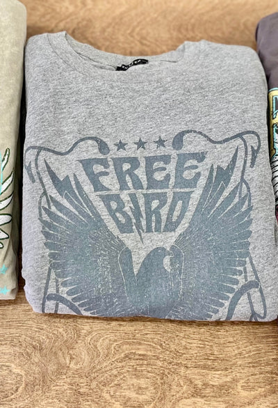 Free Bird Knit Tee- Denim