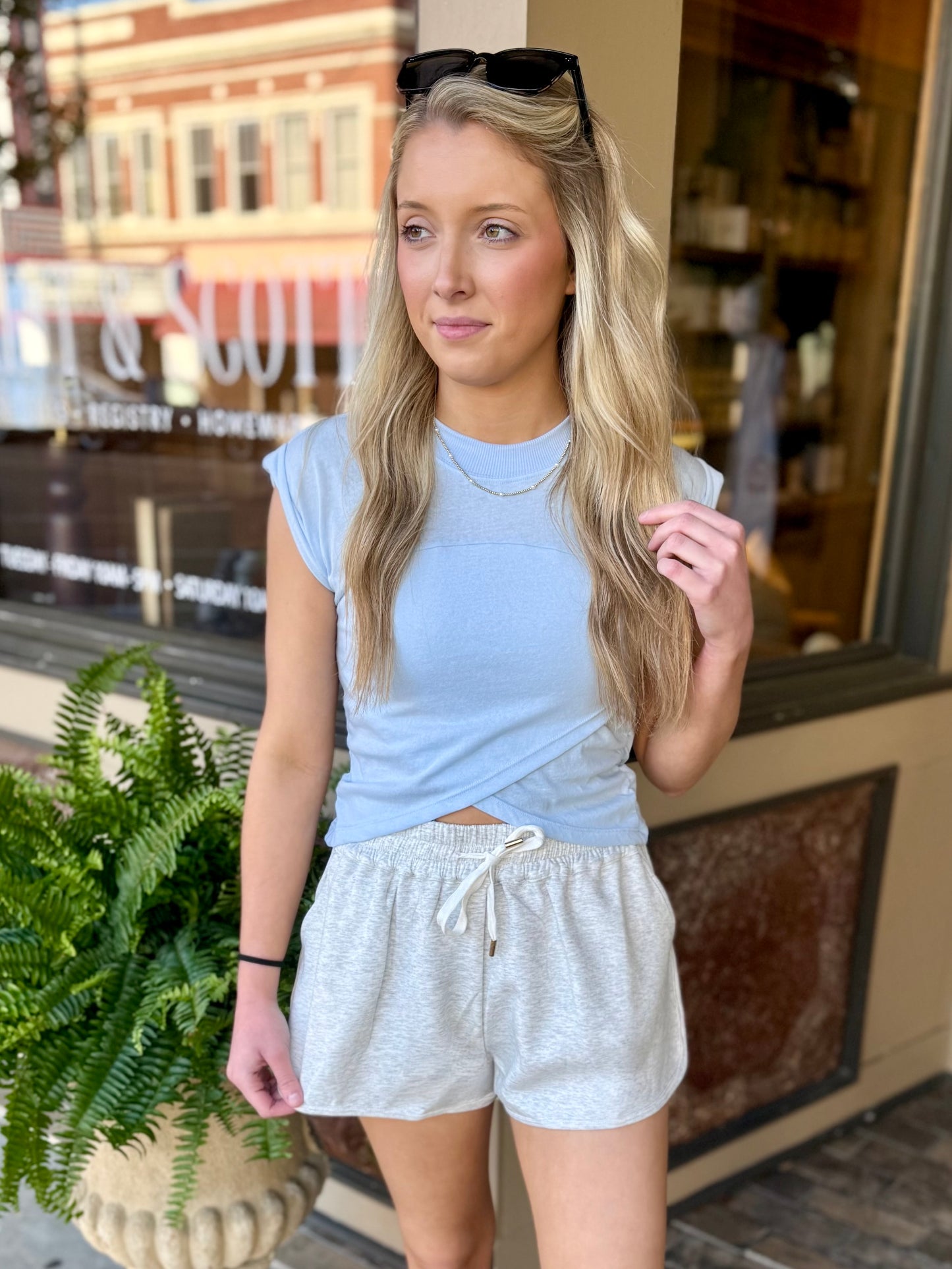 Crossover Top- Blue