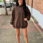 Mock Neck Pullover- Brown