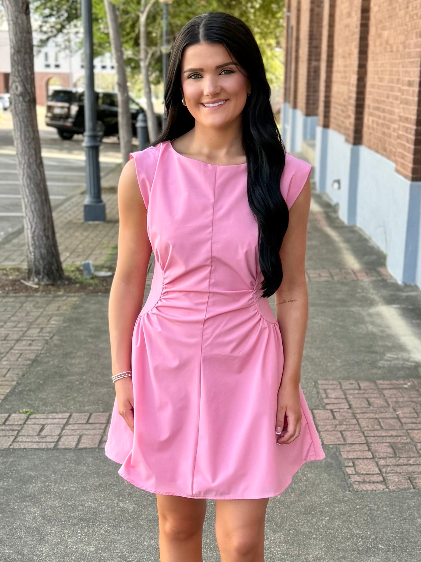 Cinch Me Up Mini Dress- Pink