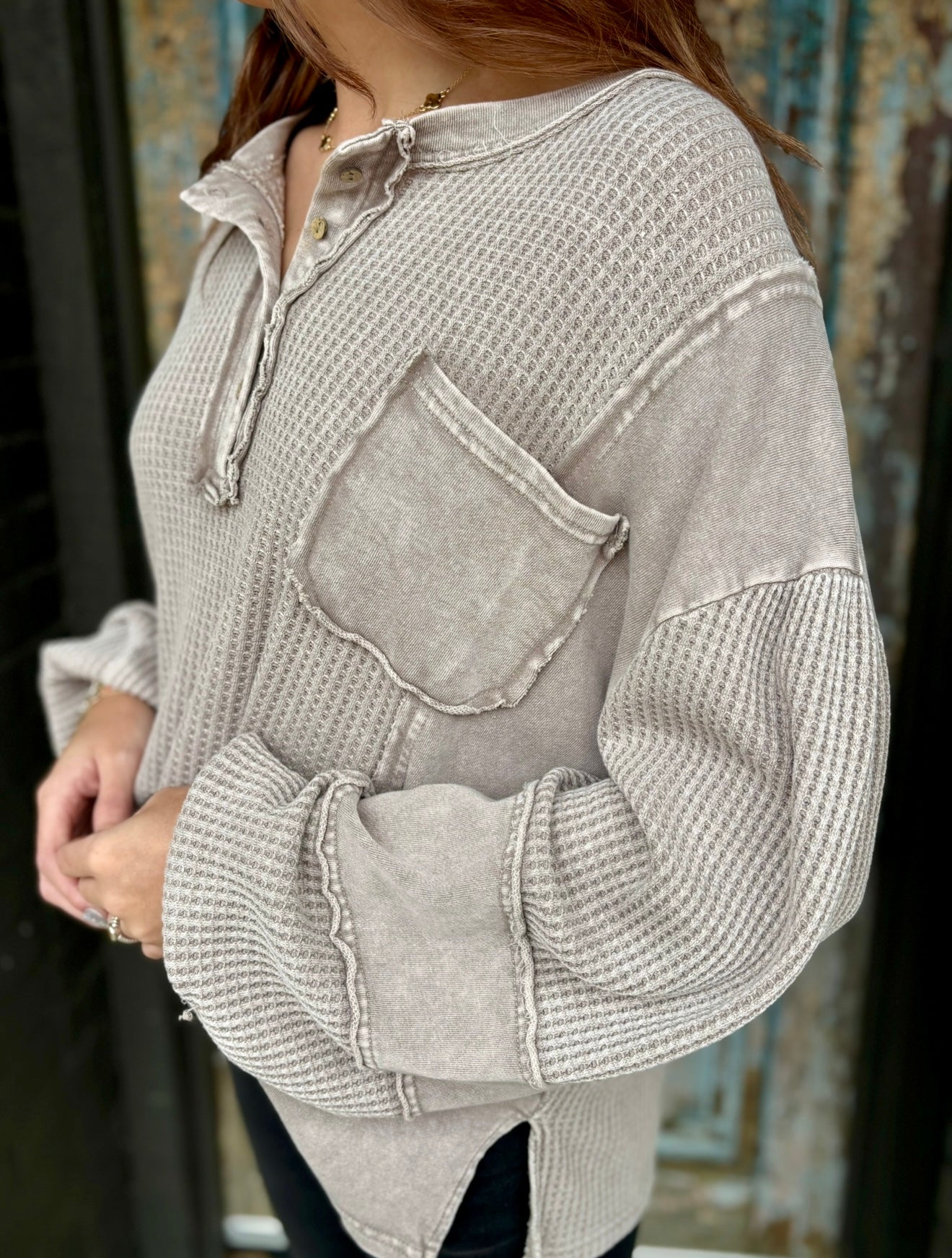 Mineral Washed Henley Top
