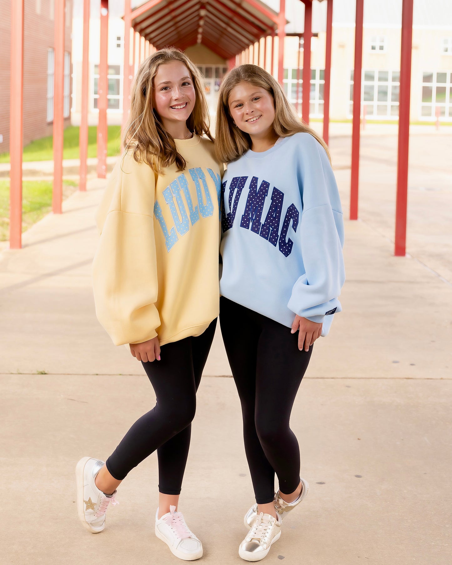 LuLu Mac Sweatshirt- Butter/Light Blue Polka Dots
