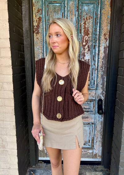 Chocolate Knit Sweater Vest
