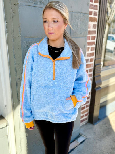 Teddy Quarter Zip- Blue