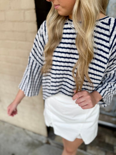Navy/White Stripe Top