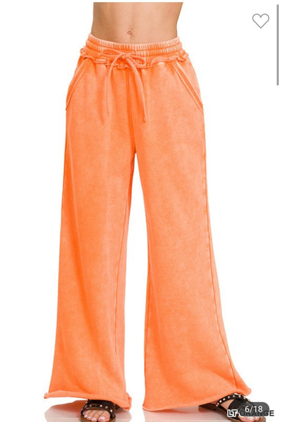 Acid Washed Sweatpants- Orange