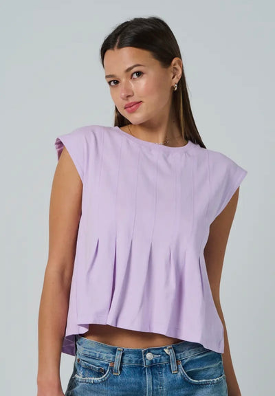 Pleated Cap Sleeve Top- Lavender