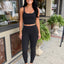 Layered Sports Bra- Black Polka Dot
