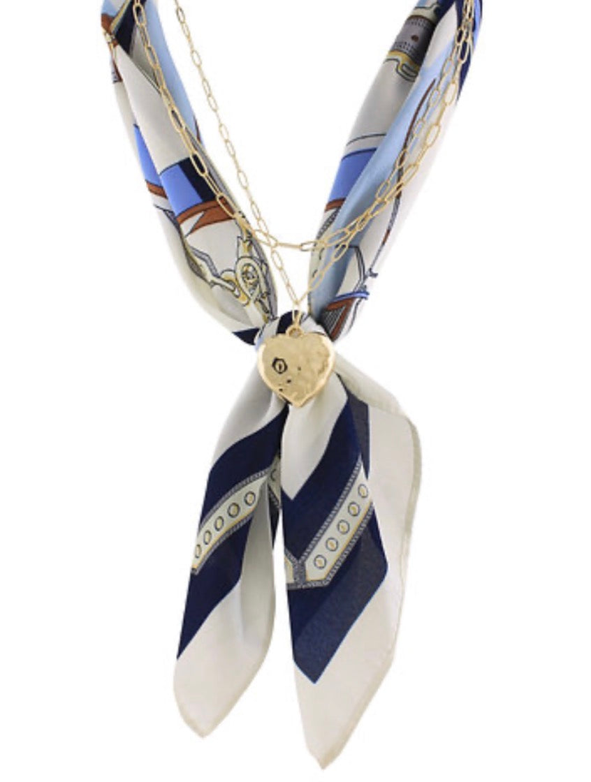 Heart Pendant Scarf Necklace- 5 Colors