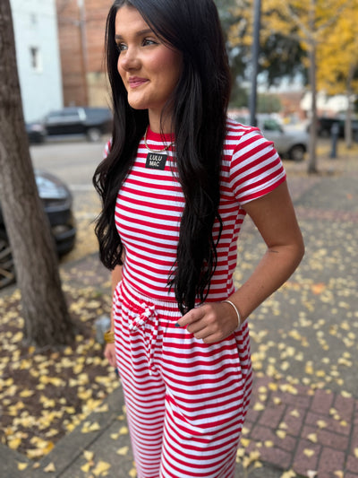 Lulu Mac Stripe Top- Red