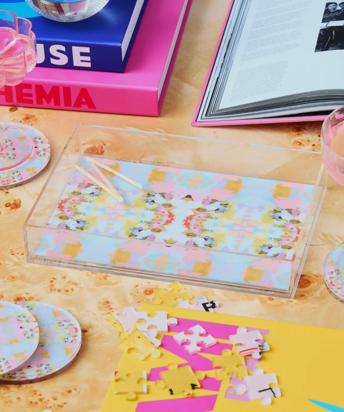 Brooks Avenue Pink (Laura Park Designs) Small Acrylic Tray