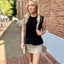 Mixed Media Top- Black