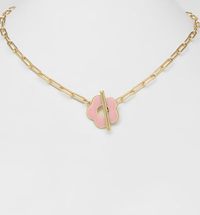 Daisy Toggle Necklace- Pink