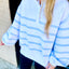 Christopher Pullover- Grey/Blue Stripe