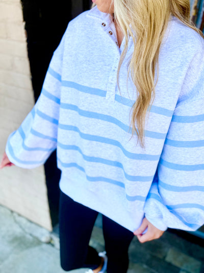 Christopher Pullover- Grey/Blue Stripe