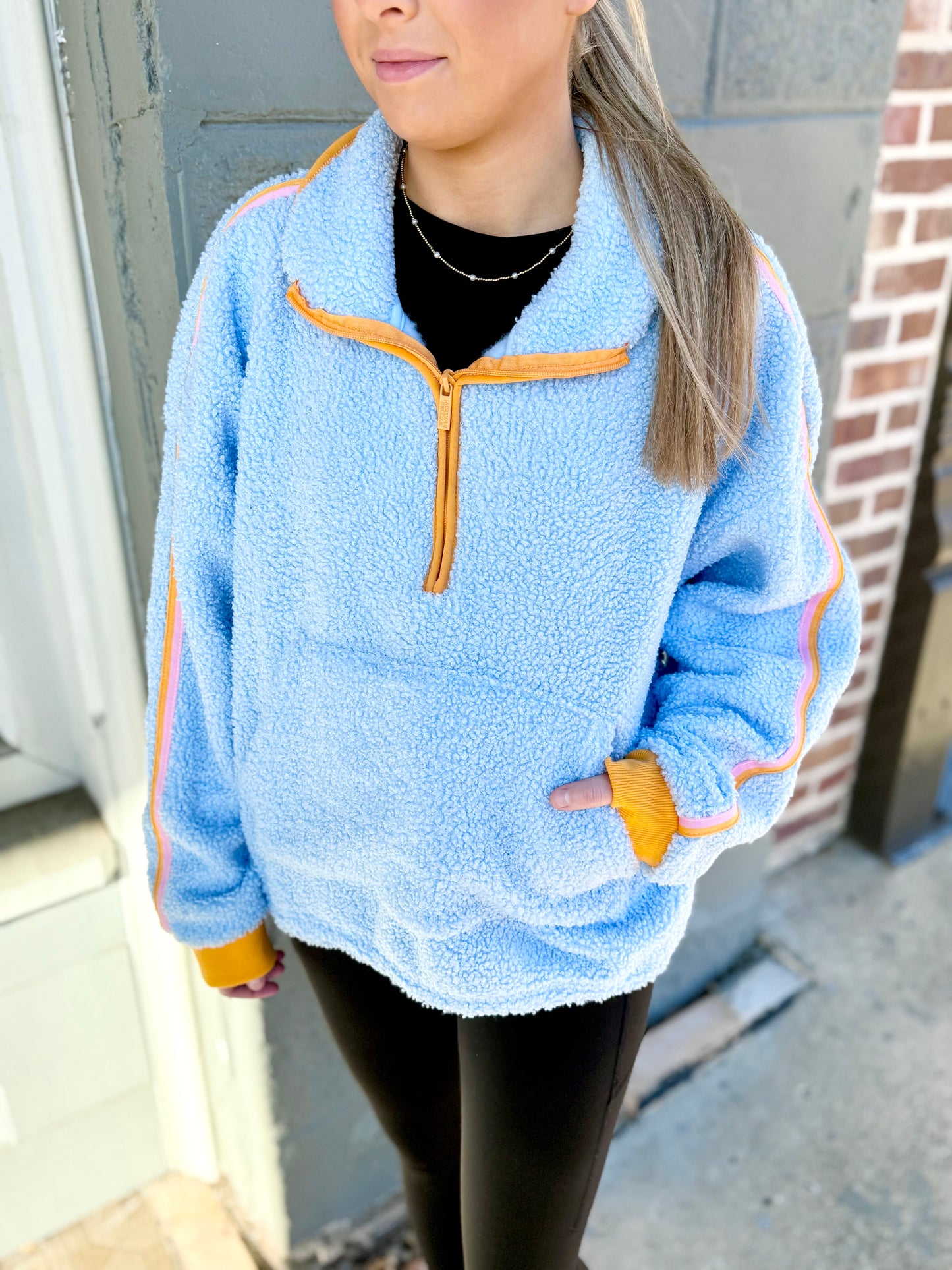 Teddy Quarter Zip- Blue