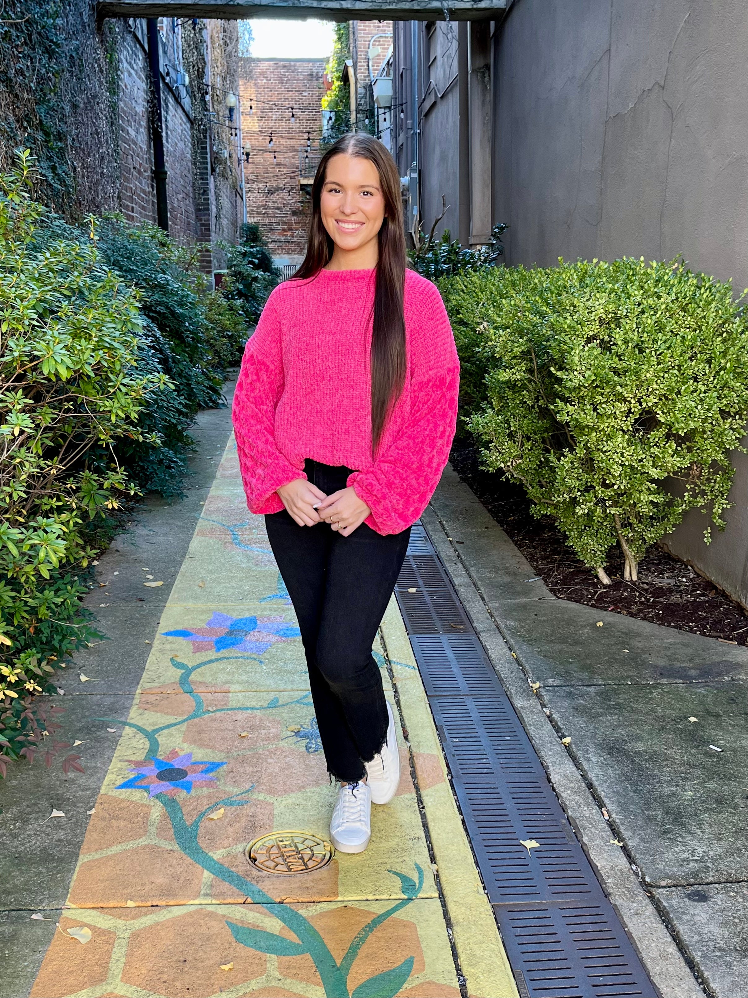 Hot pink chenille on sale sweater