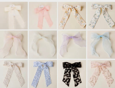 Scallop/Sheer/Ruffle Hair Bow- 12 Prints