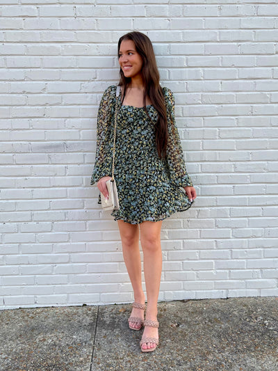 The Ava Dress- Green Floral