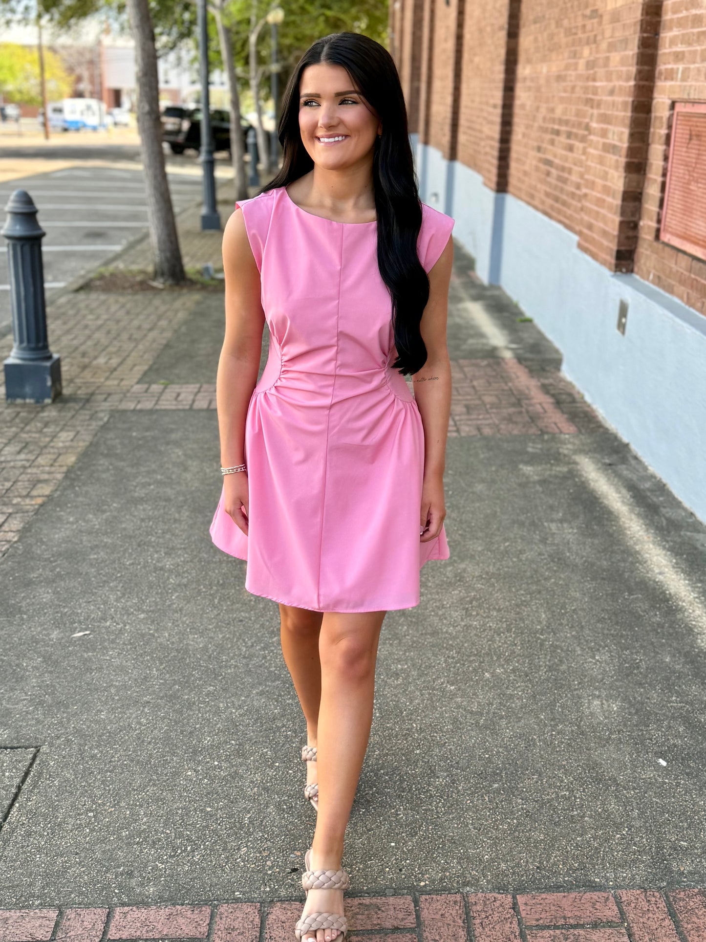 Cinch Me Up Mini Dress- Pink