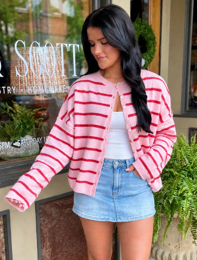 Piper Cardigan Pink/Red