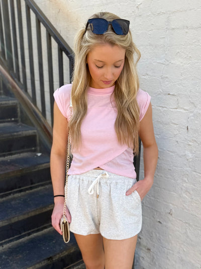 Crossover Top- Pink