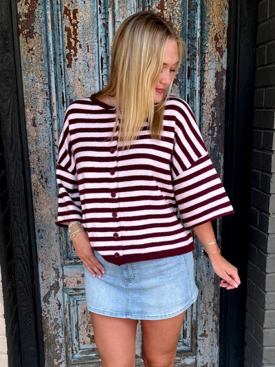 Sunday Stroll Cardigan- Raspberry