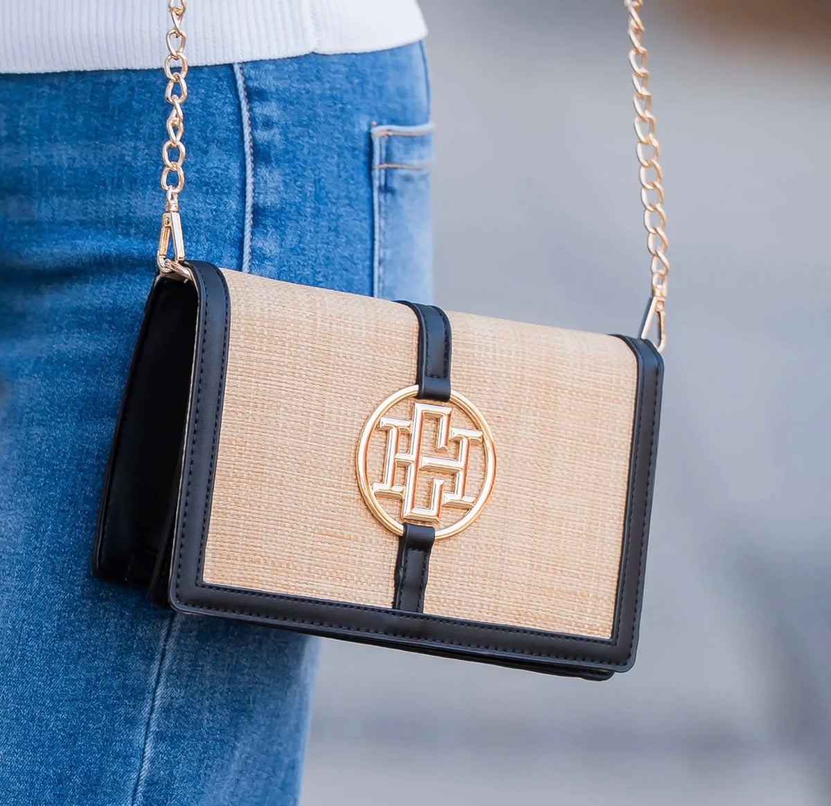 Cecilia Crossbody- Natural/Black