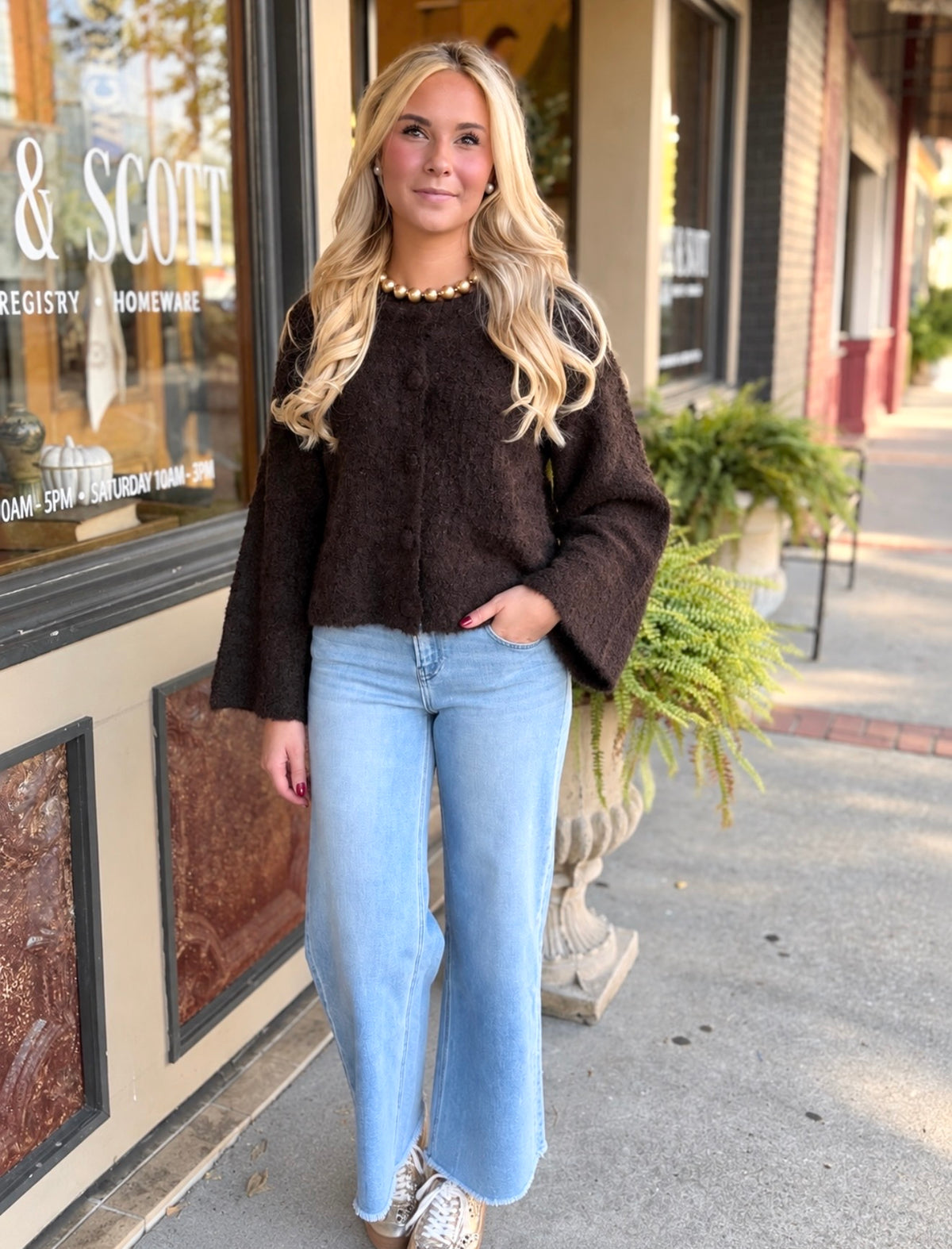 Fuzzy Knit Cardigan- Chocolate