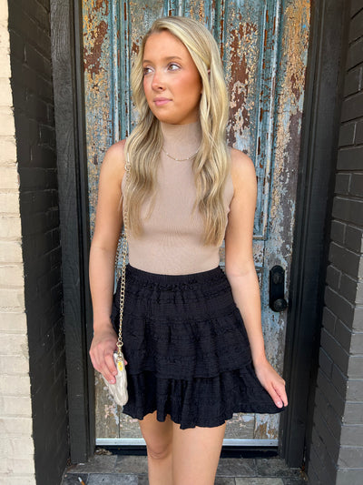 Ruffle Layer Mini Skort- Black