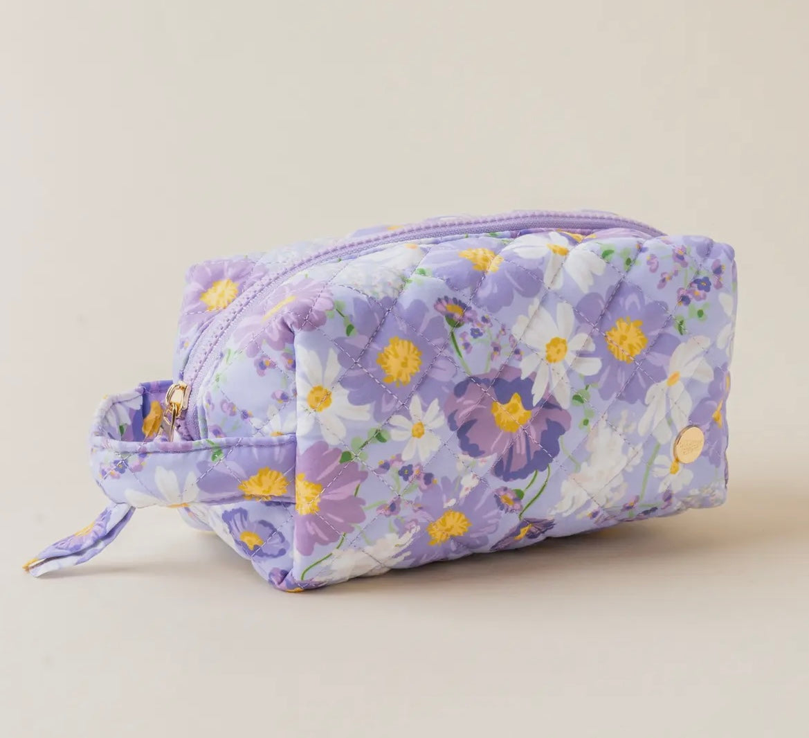 Quilted Cosmetic Pouch- Bouquet Purple