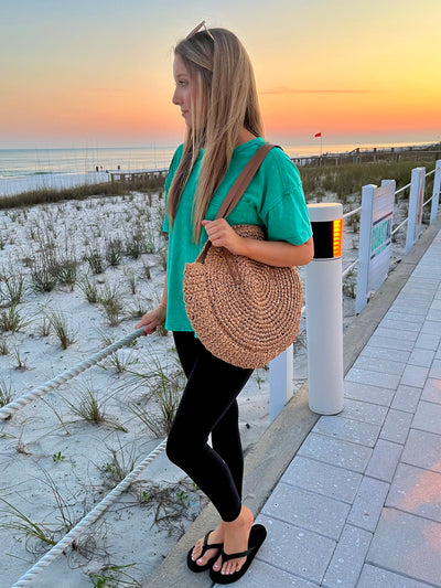 Pineapple Lily Round Straw Bag