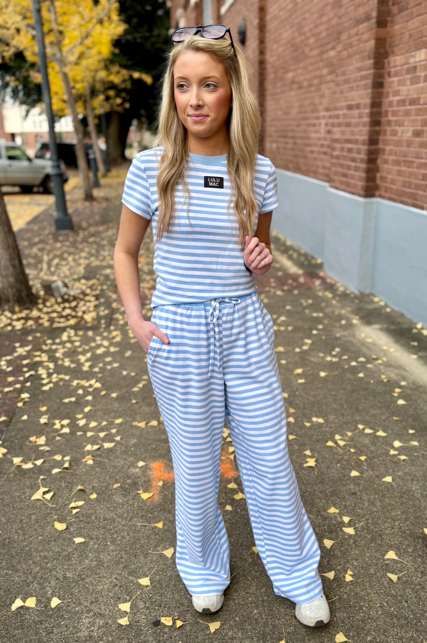 Lulu Mac Stripe Pants- Blue