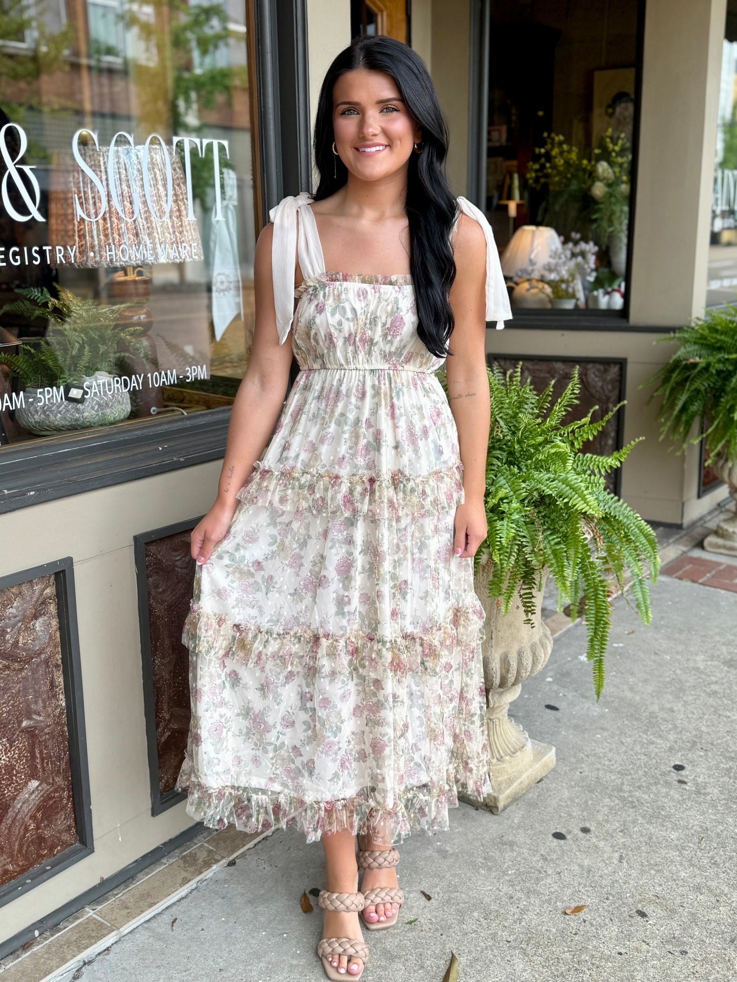 Golden Grove Midi Dress- Ivory