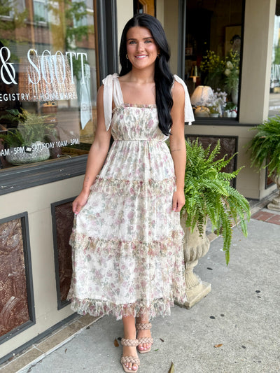 Golden Grove Midi Dress- Ivory