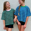 Stripe Boxy Tee- Blue/Green