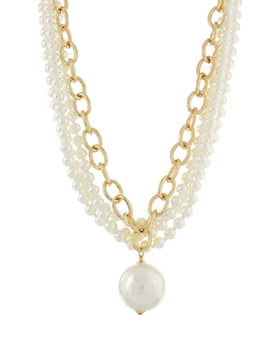 4 Layered Pearl Pendant Necklace