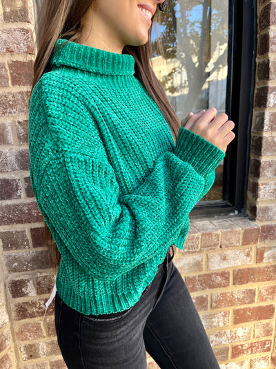 Esmeralda Chenille Sweater- Kelly Green