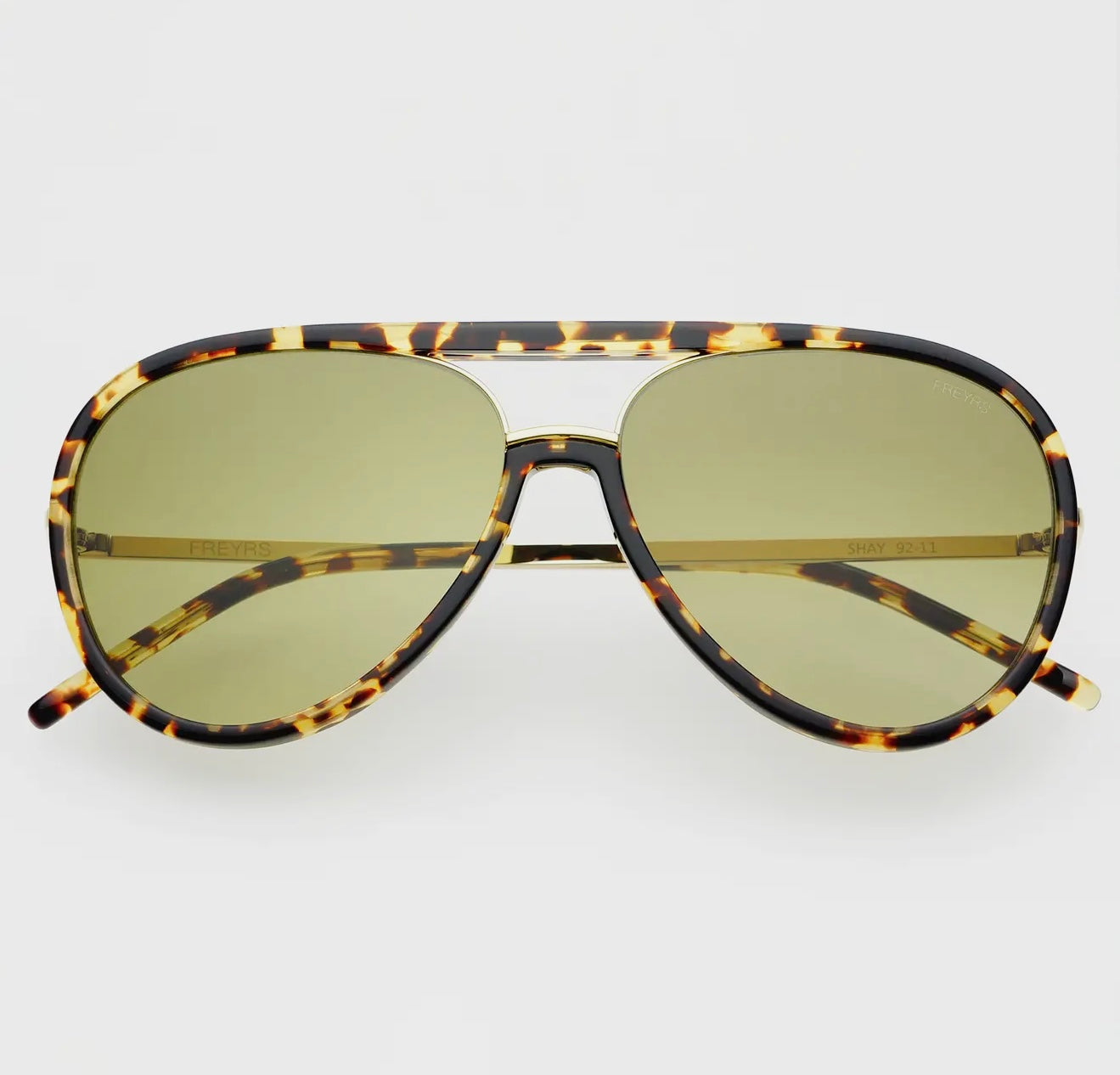 Shay Aviator Sunglasses- Tortoise/Light Green