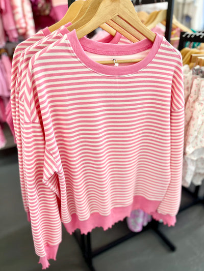 Pink Stripe Oversized Pullover